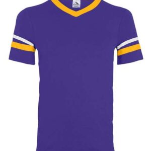 V-Neck Jersey with Striped Sleeves